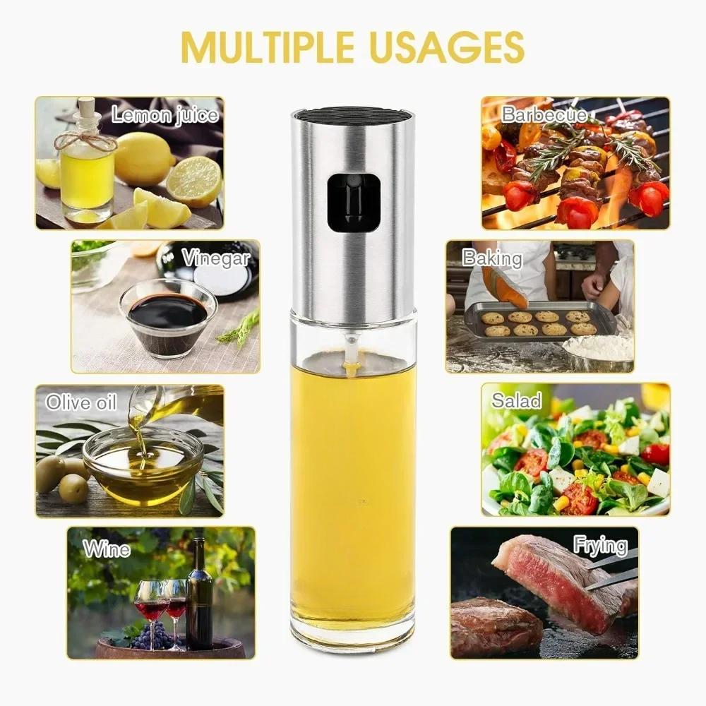 100 ML Glass Oil Mister Oil Sprayer for Cooking with Brush Oil Dispenser Oil Spray Bottle for Kitchen Air Fryer Grilling BBQ