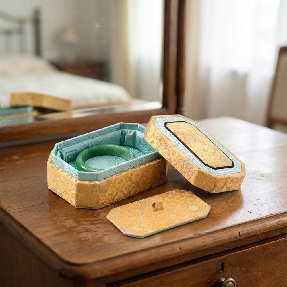Hard Shell Brocade Jewelry Box Multiple Colors Bangle Storage Box Women Jewelry Storage