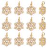 12Pcs Brass Micro Pave Cubic Zirconia Pendants Snowflake Charms Cadmium Free & Lead Free Rack Plating Long-Lasting Plated with Jump Ring