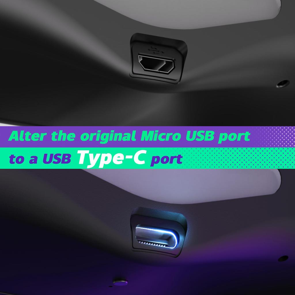 EXtremeRate Dawn-versjon Remap-sett for PS4 Slim Pro-kontroller med 6 tilpassbare kartlegginger, nydesignet ensfarget bakskall og 4 bakknapper