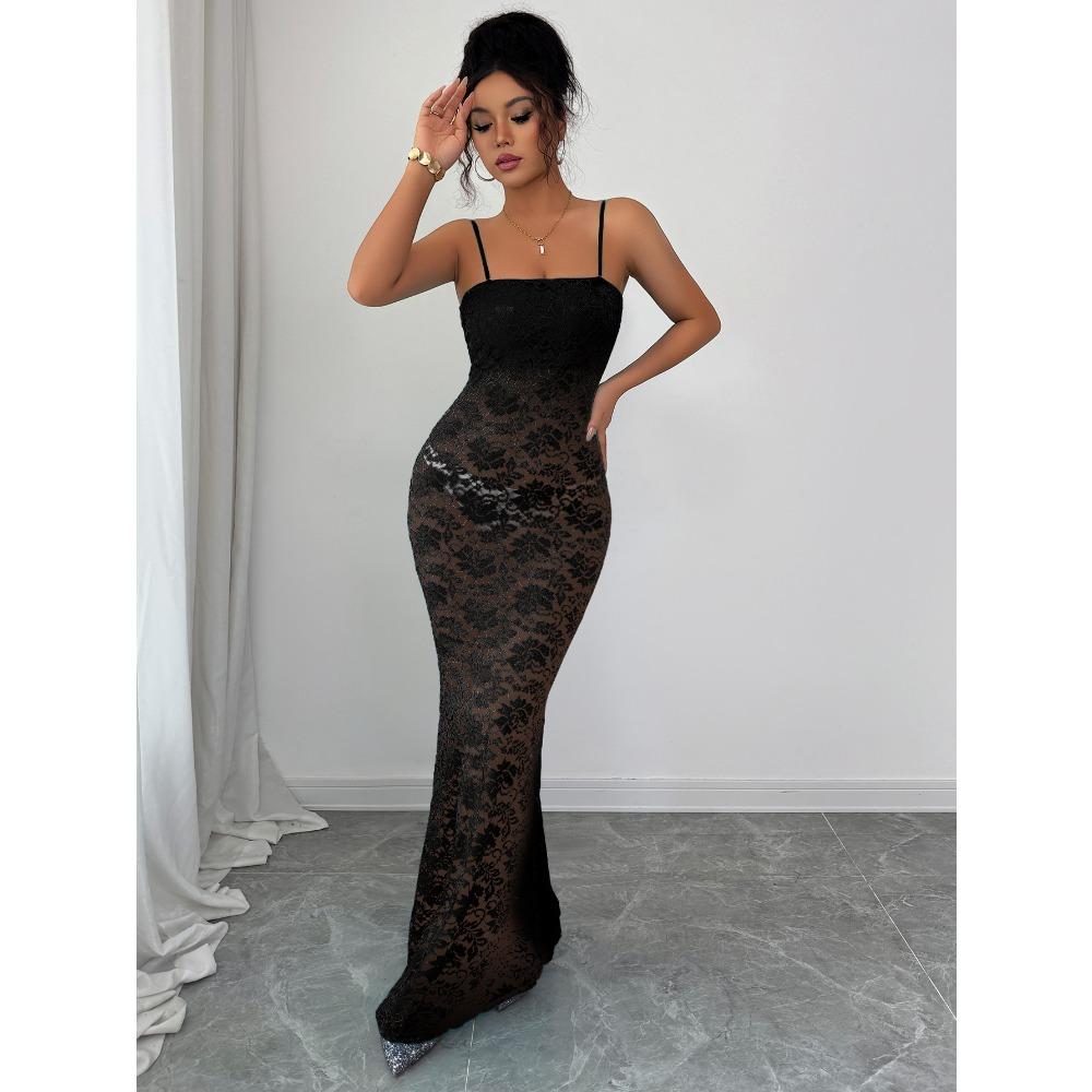 Elegant Style Suspender Hollow Skirt Dress Women's Clothing Autumn and Winter 2025