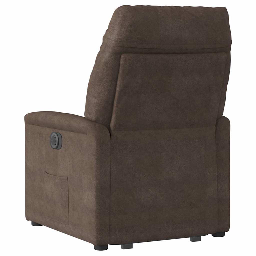 Recliner Chair with Lift Assistance Electric Brown Microfiber Fabric