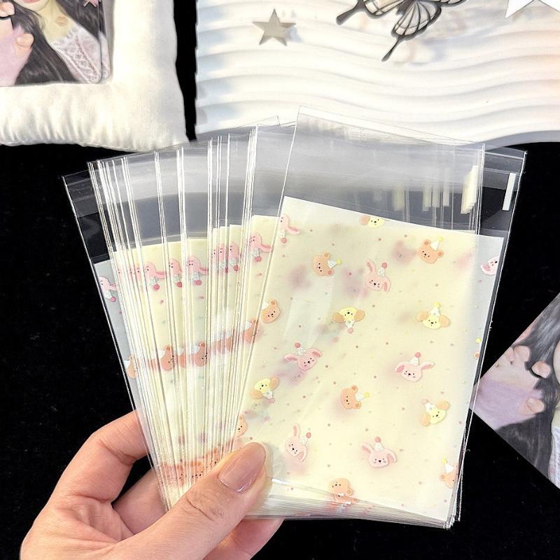 50Pcs Opp Plastic Bag Self Adhesive Transparent Plastic Bags Beads Jewelry Storage Packaging Gift Bag Small Card Holder