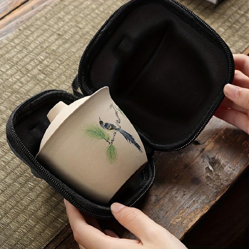 1 sada Cestovní čajová sada Přenosná čajová sada Outdoor Camping Přenosná úložná taška Keramická čajová sada Kung Fu Express Cup Špičková keramická čajová sada Ručně vyráběný čaj C