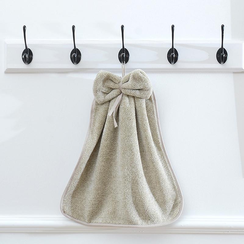 

Полотенца для рук с бантом для кухни, ванной комнаты, из кораллового вельвета, микрофибры, мягкие, быстросохнущие, абсорбирующие чистящие салфетки, домашнее полотенце из махры для сауны