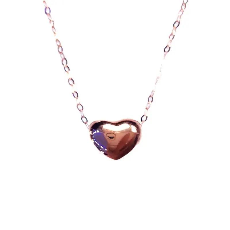Exquisite 585 Purple Gold Russian Shiny Love Necklace Simple Korean Version Premium Colored Gold Plated Rose Gold Necklace