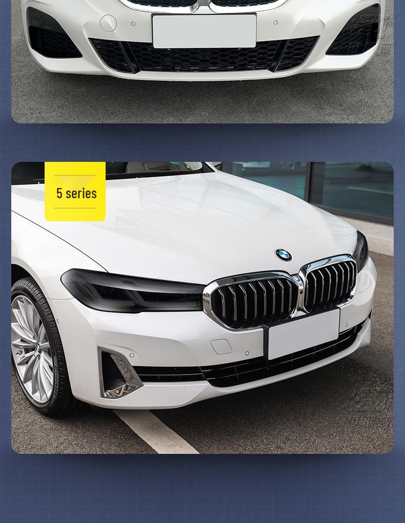 Black Warrior Smoked TPU Headlight Film for 25 BMW 5 Series Models