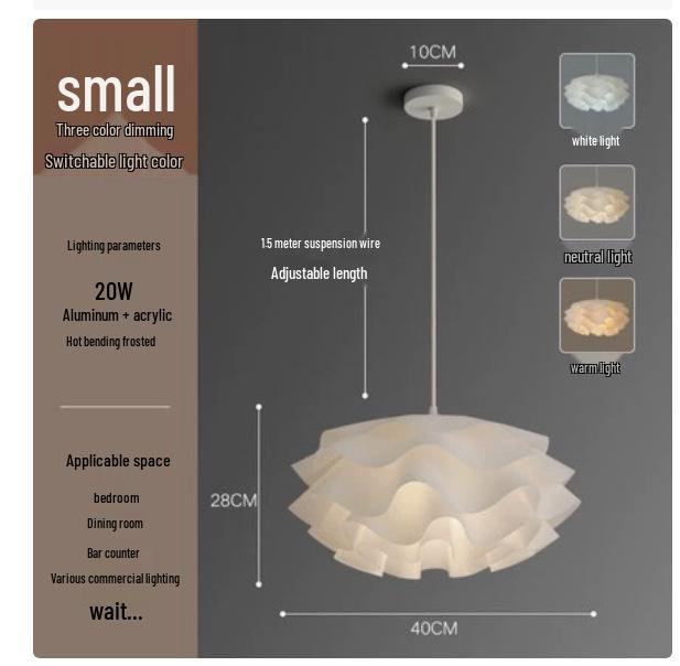 Nordic Lotus Leaf Pendant Light - Elegant White LED Ceiling Fixture for Living Room, Bedroom, Study, or Restaurant.