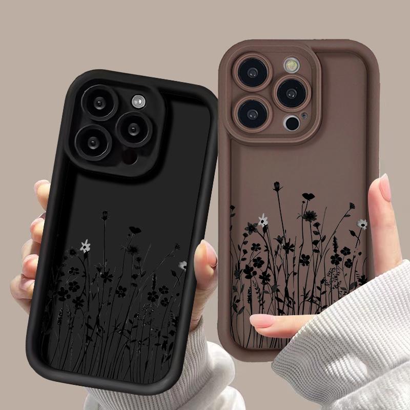 Large flower design Phone case iPhone 15 Pro Max 11 12 13 16 14 Plus Silicone Shockproof Case Lens protector shell