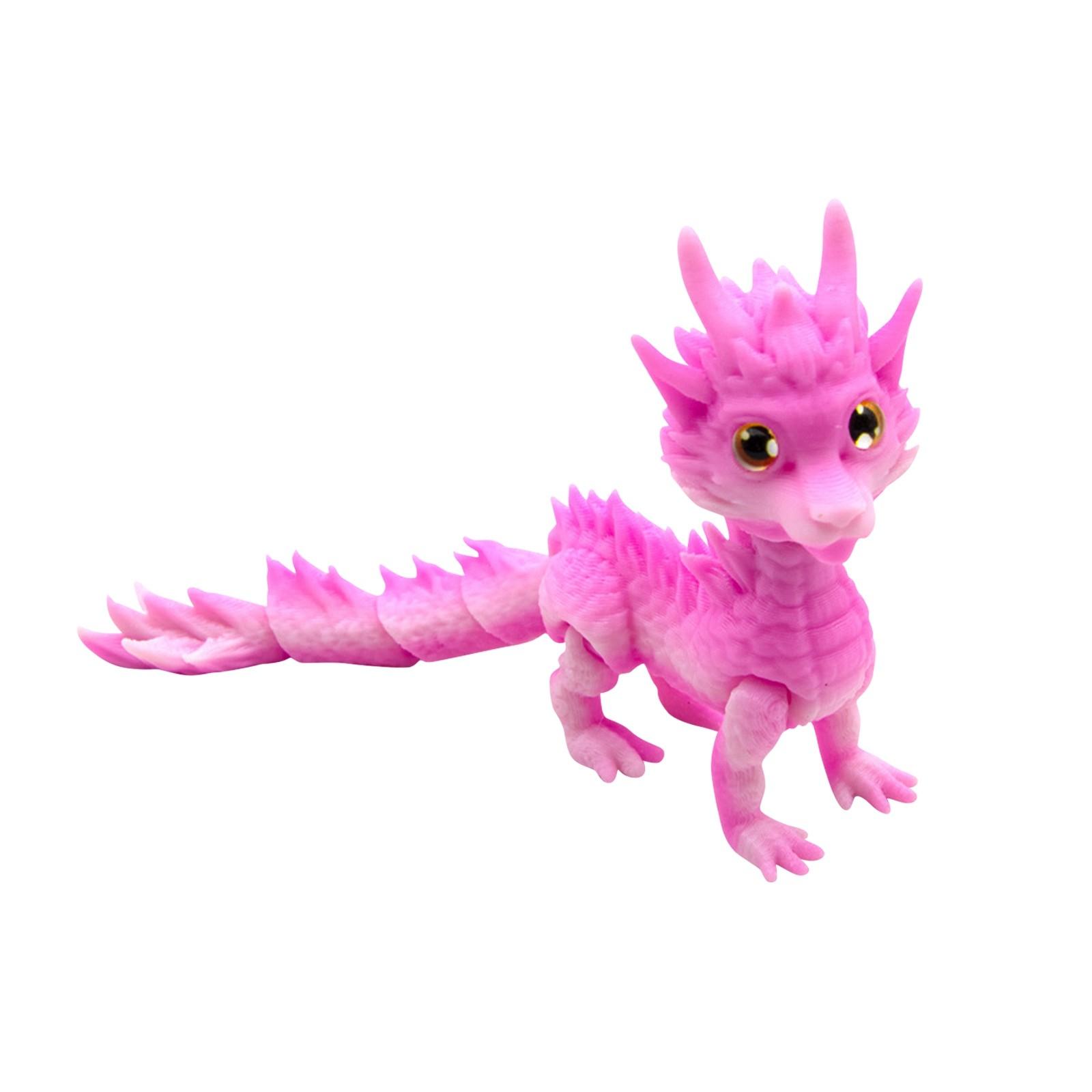 

3D-печатный игрушечный дракон с длинной шерстью, разноцветный градиентный орнамент One Size