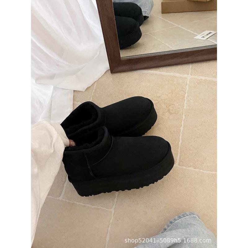 Fur integrated short tube i mini snow boots piled thickened thermal cotton boots