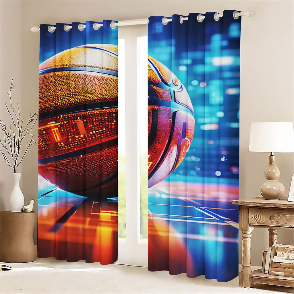 Cartoon Curtain Basketball For Boy 3D Print Bedroom Living Room Window Blackout Partition Style Home Decoration