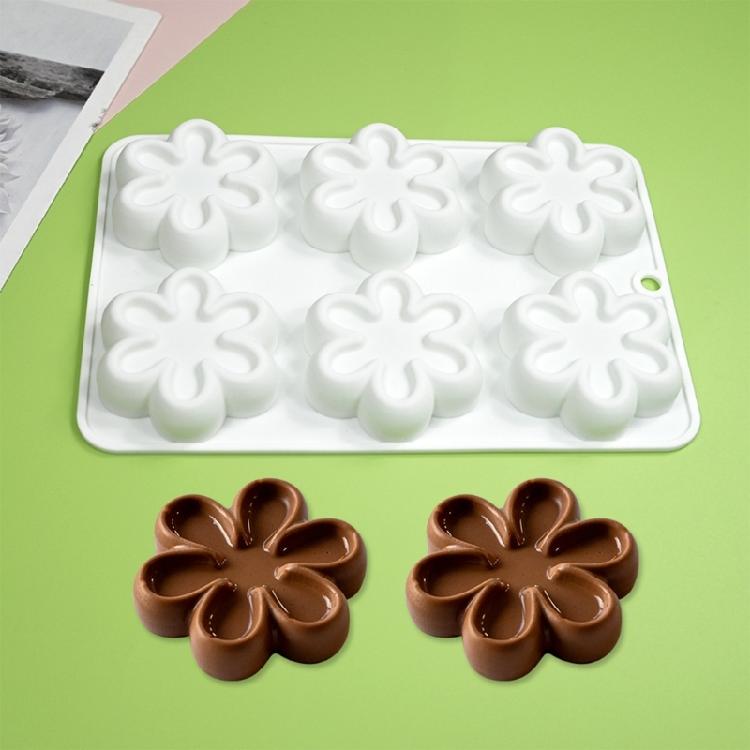 6-cavity Six Petals Flower Silicone Mold Mousse Cake Decorating Baking Tool