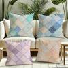 Colormixed Blocks Cushion Cover Silky Short Plush Invisible Zipper Dustproof Sofa Pillow Case for Home Decor