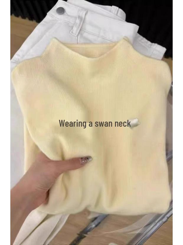 Premium Women's Slim Fit Knit Sweater – Winter Half-High Collar, Long Sleeve, Stand-Up Collar, Autumn/Winter Collection.