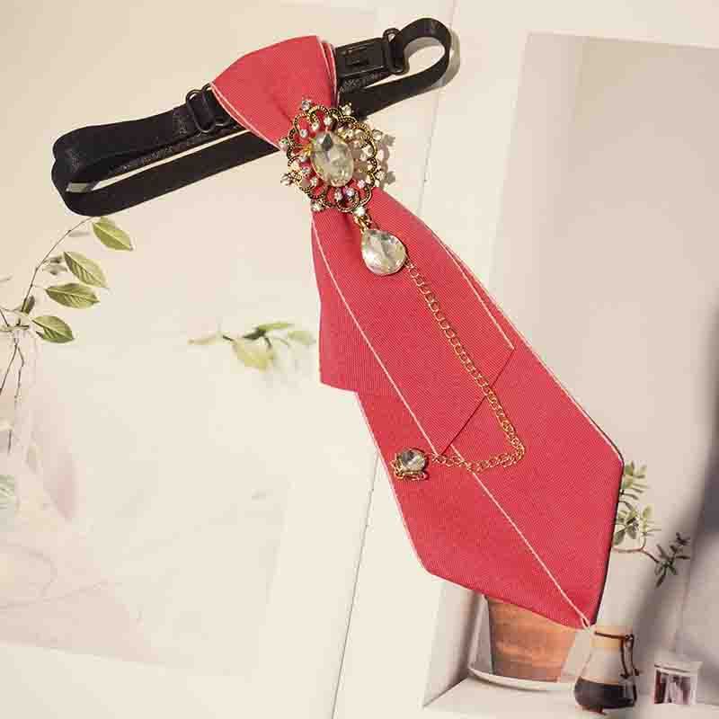 Store Name Bow Tie White Shirt With Crystal Pattern For Women Men Graduation School Formal Wear