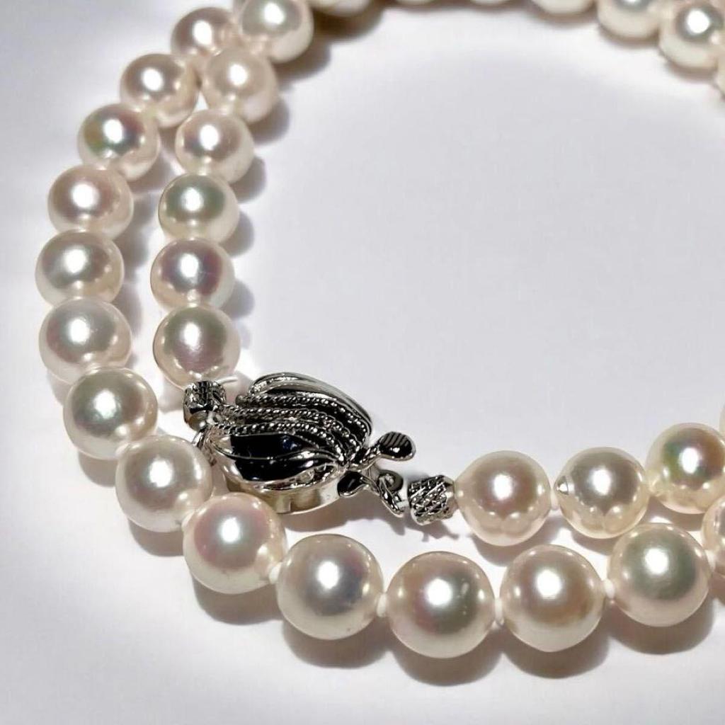 Used [Certificate of authenticity included] Akoya pearl pearl necklace silicone silver stamped 7.5mm pearl necklace Terri strong genuine pearl