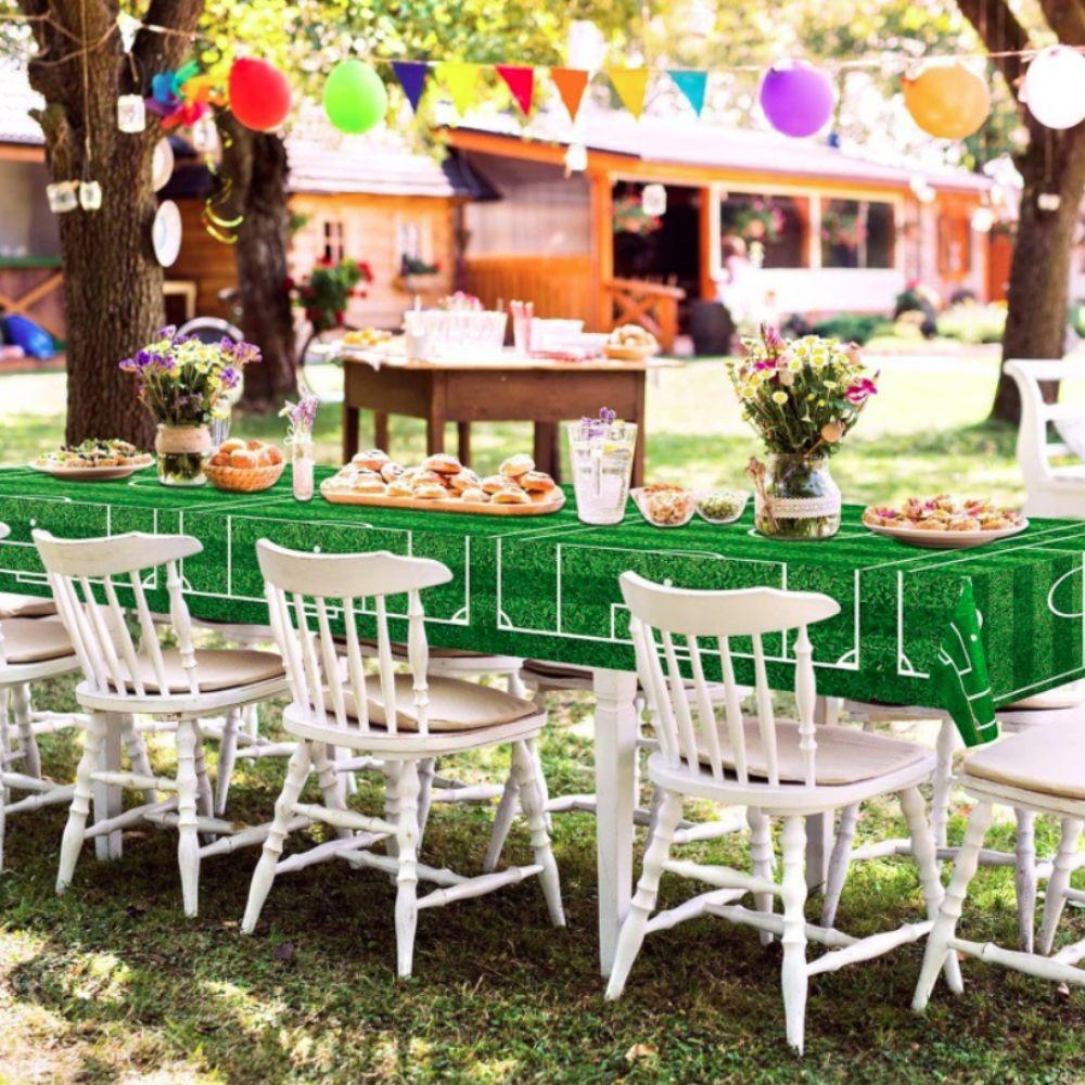 2PCS Stain-resistant Football Theme Disposable Tablecloth Football Sport Table Linen  Game Day