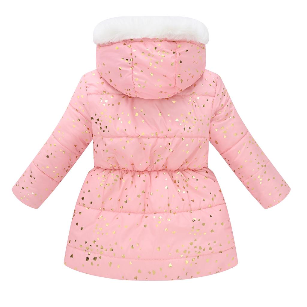 Podzimní Zimní Dětské Oblečení Chlapecké Dívčí Vícebarevný Páskový Potisk Tie-dye Dlouhý Díl Vlasový Límec S Kapucí Bavlněný Kabát Bunda Bavlněný Kabát