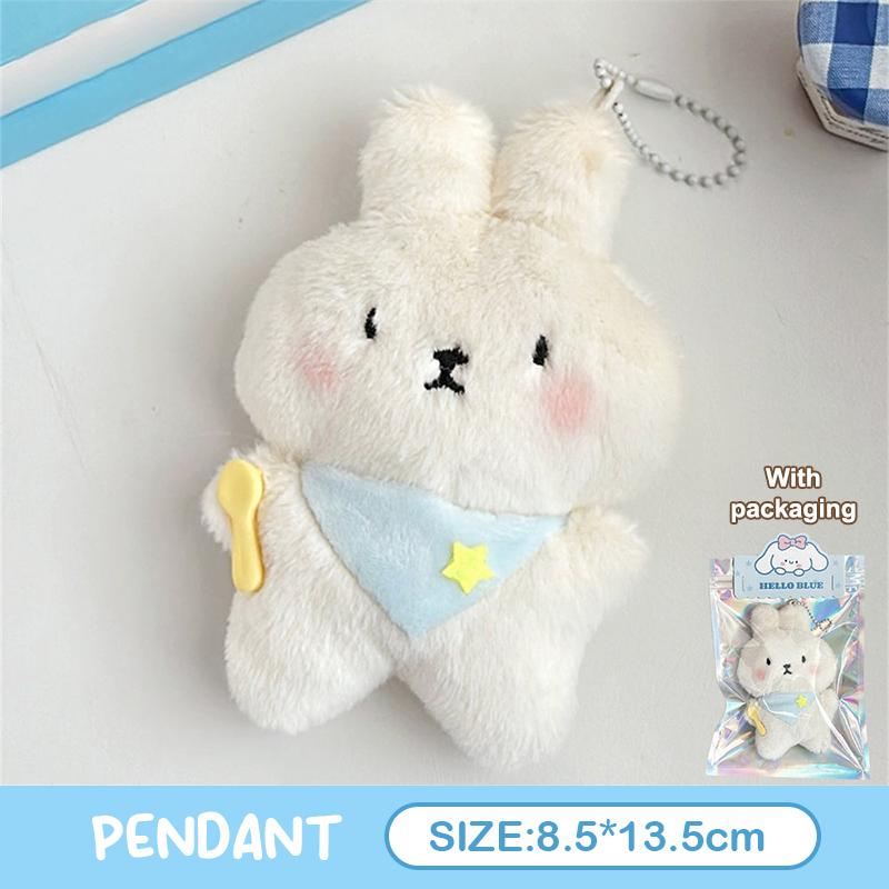 Cute Cartoon Kitten Bunny Plush Toy Keychain Kawaii Soft Stuffed Doll Keychain Pendant Car Key Ring Backpack Decoration Gifts