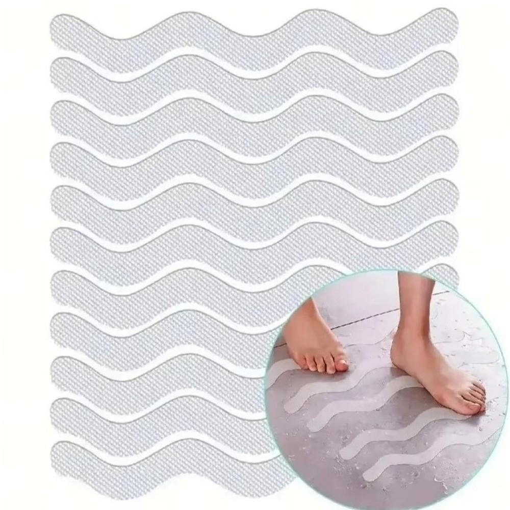 6/12pcs Adhesive Anti-Slip Stickers S-Shaped Design Bathroom Floor Stickers  for Bathtub
