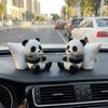 Simulated Lazy Panda Figurine Creative Panda Statue Funny Car Ornament  Interior Decor