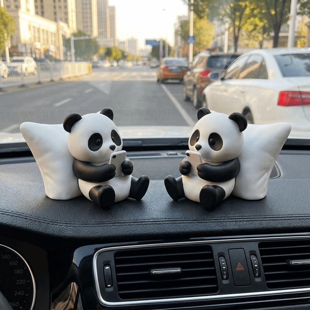 Simulated Lazy Panda Figurine Creative Panda Statue Funny Car Ornament Interior Decor