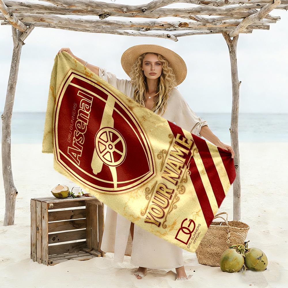 Arsenal F.c. Personalized Name Beach Towel Soft Durable Quick-Dry