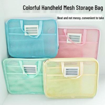 A4 Large Mesh Zipper Handheld Bag - Three-Layer Storage for Documents and Supplies