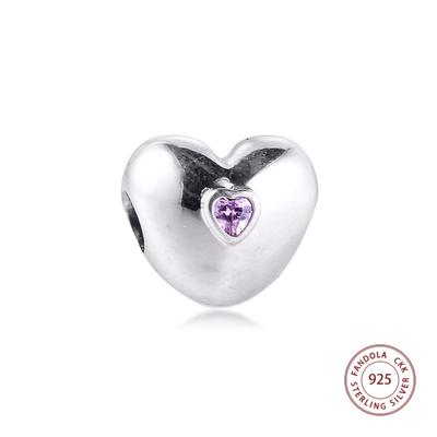 Auténtica Plata de Ley 925 Cuentas de Abalorios de Corazón Rosa Estable para Mujer Se Adapta a Pulseras Originales Fabricación de Joyería DIY