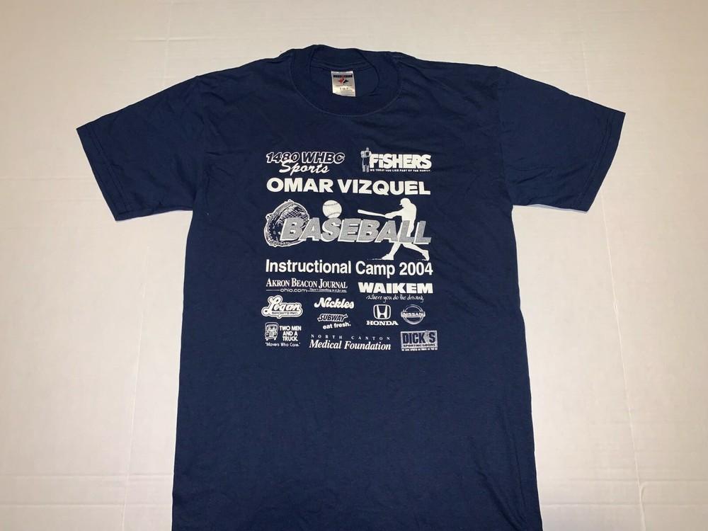 Vintage Omar Vizquel Cleveland Indians Shortstop Baseball Camp T-Shirt New SMALL Unisex T-Shirt XXL
