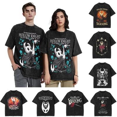 Fashion Vintage Men and Women's T-shirt Hollow Knight Print T-shirt Loose Short Sleeve Street Wear Summer Casual Kids Tops Clothing