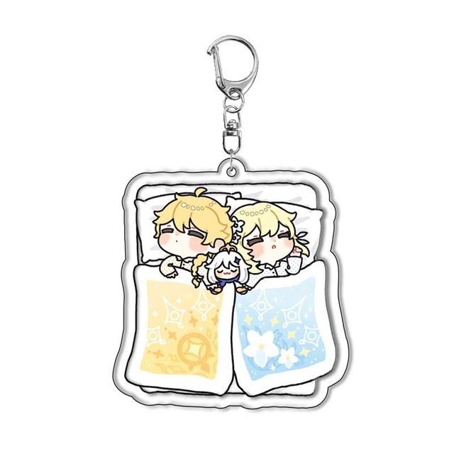 Genshin Impact Acrylic Keychains Arlecchino Sigewinne Lyney Wriothesley Clorinde Lynette Diluc Mona Keyrings Pendants Figure Toy