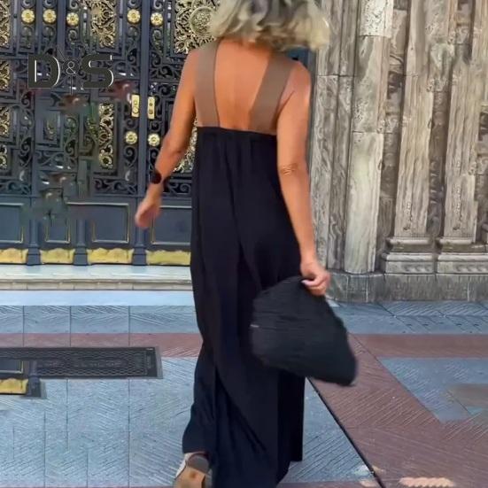 Damen Abendkleid mit gekreuztem Halsausschnitt, schulterfrei, rückenfreies Robenkleid, einfarbig, lockeres Maxikleid für Strandparty, Abschlussball, Urlaub