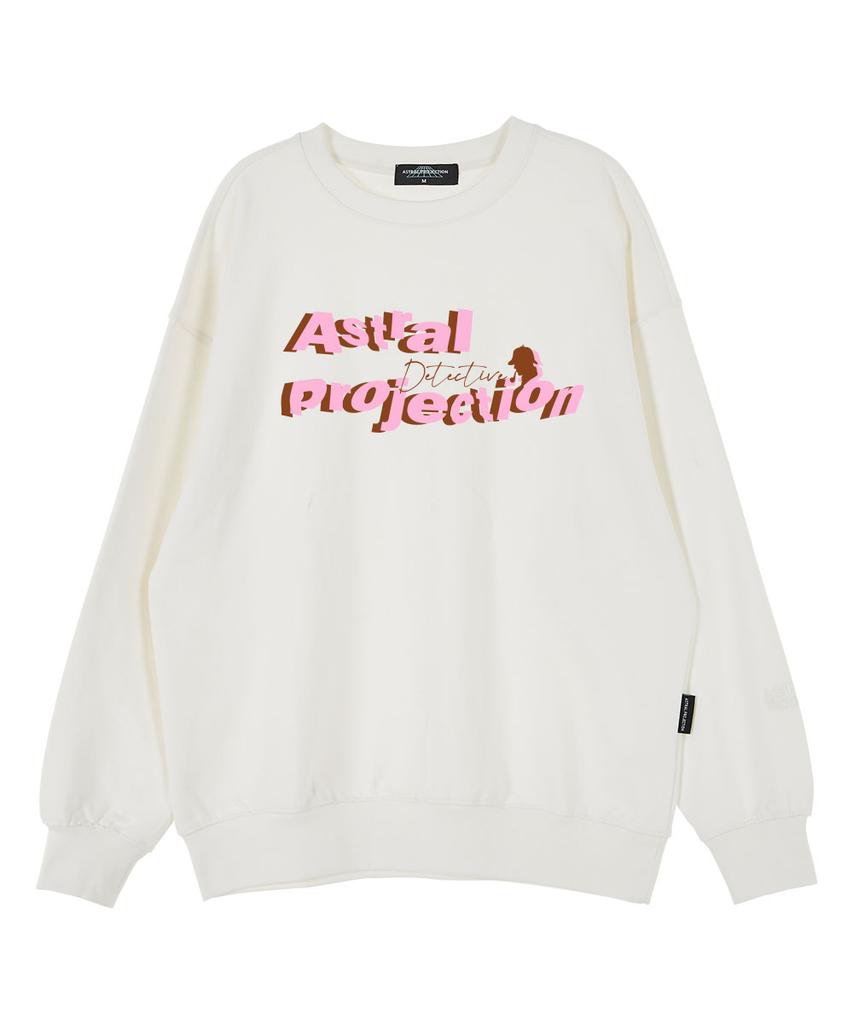 ASTRAL PROJECTION Detective Oversized Drop Shoulder Sweatshirt_White