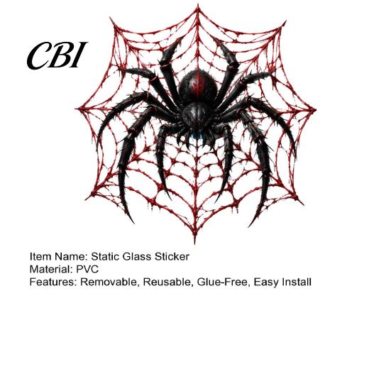 Horror Party Decorations Scary Black Spider Static Window Clings, Web Glass Stickers, Reusable Indoor Decor Decals for Haunted House Halloween