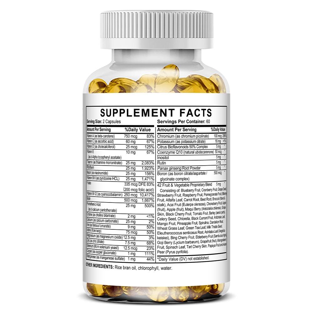 Bcuelov Mineral & Multivitamin Komplett, 42 Obst-Gemüse-Mischung, 120 Kapseln