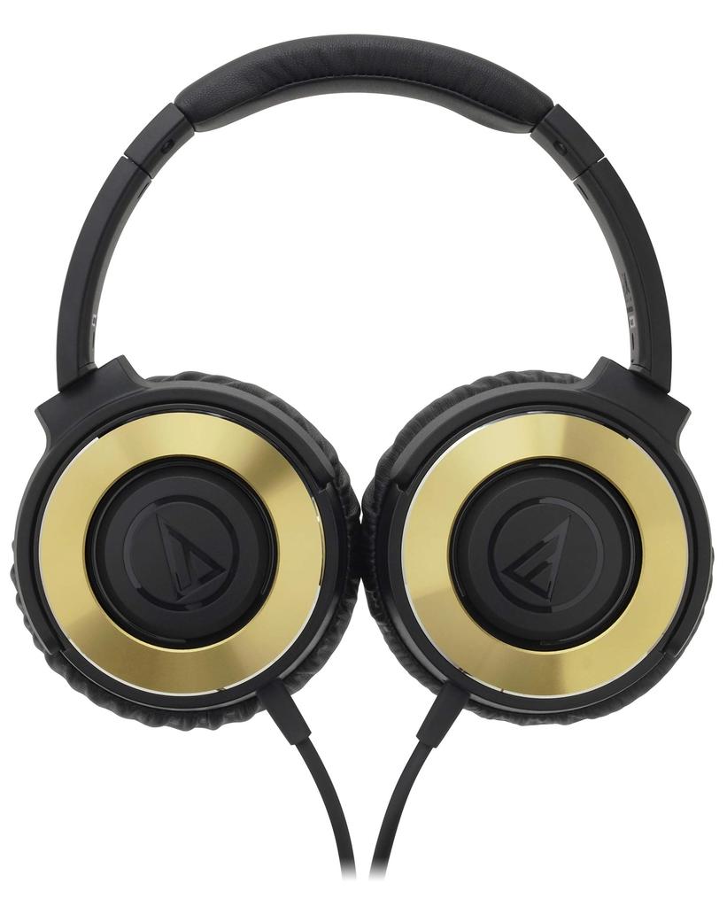 Casque portable BGD Solid Bass avec Audio-Technica ATH-WS550 Noir Profond Doré Bass,