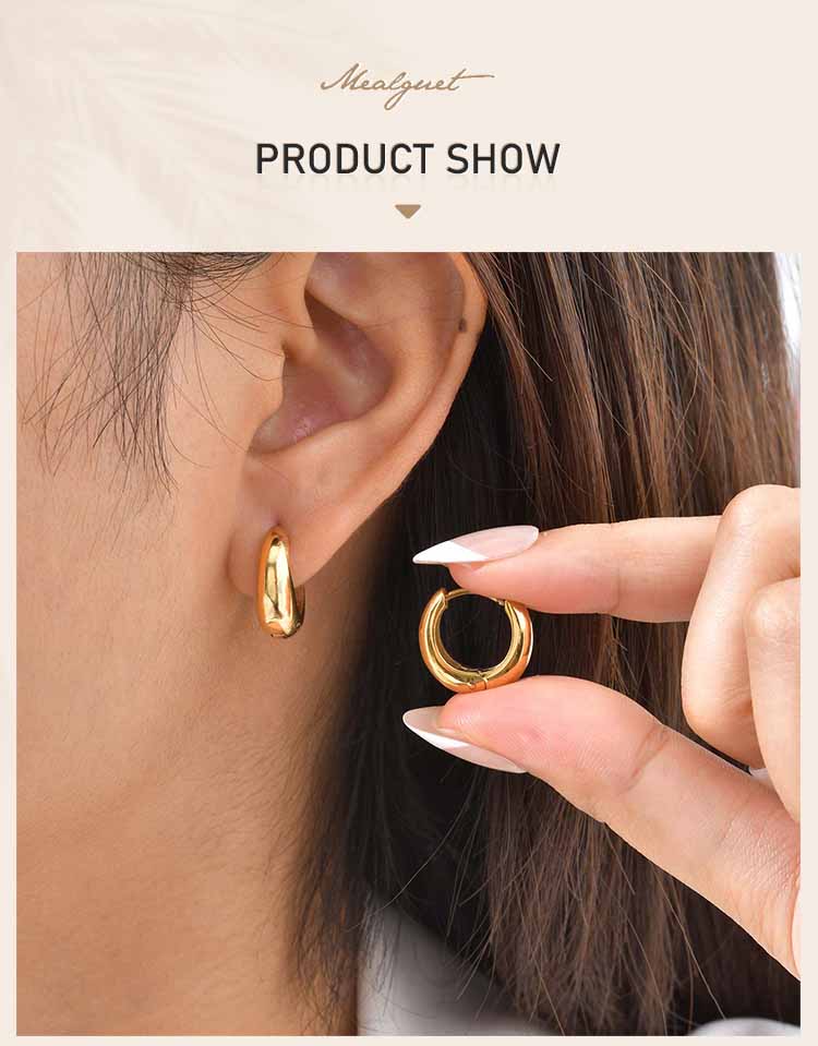 Minimalist Gold Color Hoop Earrings Stainless Steel Chunky Earrings for Women Girls Hypoallergenic Jewelry Aretes Mujer Trend