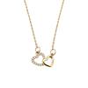 Heart Interlocking Necklace Women Korean Version Double Ring Heart-shaped Niche Sweet Design Net Red Collarbone Chain Versatile Gold Pendant