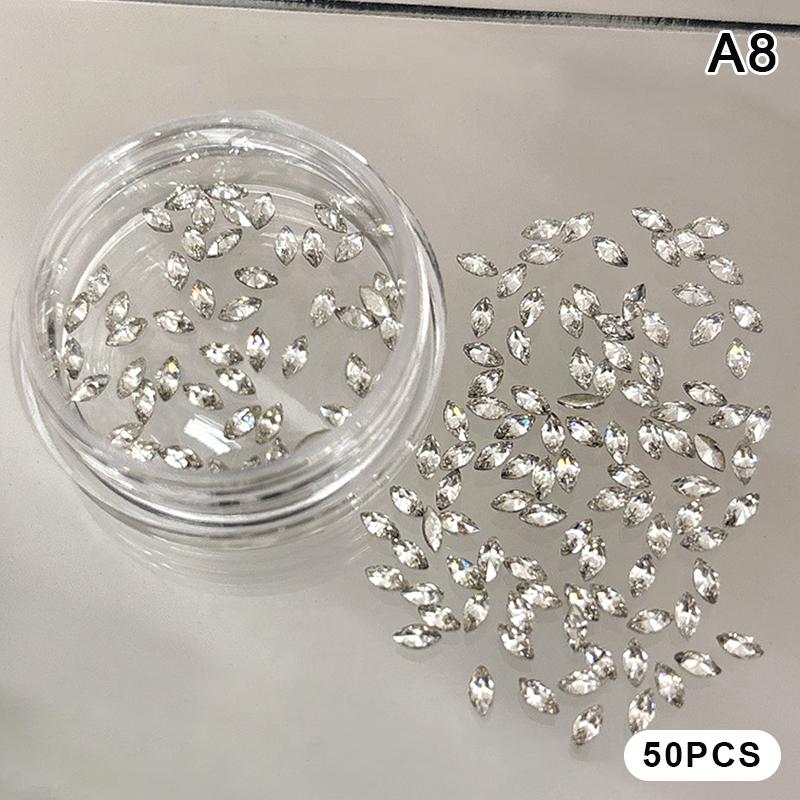 12 Gitter Gemischte Mini Zirkon Nagel Diamanten Pferdeaugen Diamanten Weiß Champagner Nagel Strass Glänzend Bunte Nagel Juwelen Nagel Charms