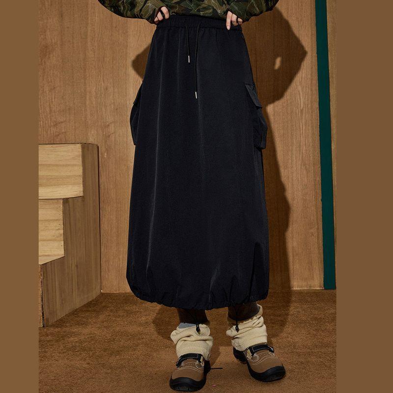 Coolhut Black Workwear Pocket High-Waisted Versatile Slimming Women's New Skirt