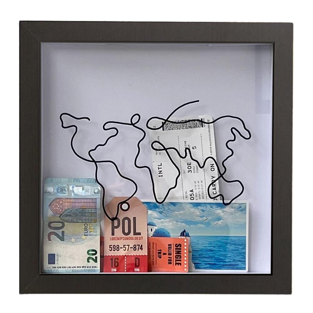 

2025 Money Saving Box Wooden Postcard Souvenir Storage Box Clear 2025 Adventure Archive Travel Shadow Box for Friends Family