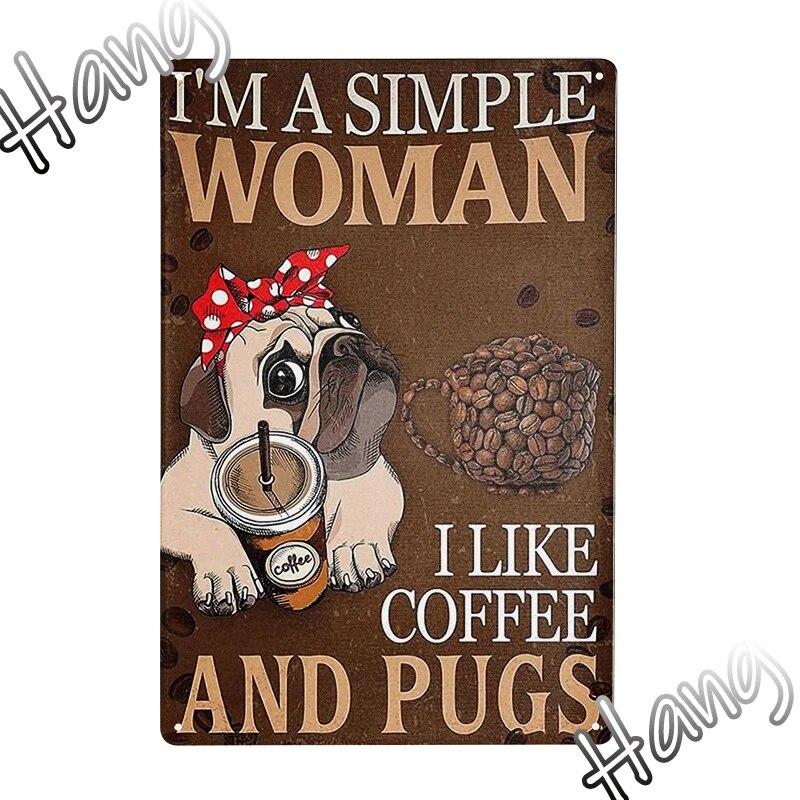 

Забавный Мопс, металлическая жестяная вывеска, напиток, кофе для зоомагазина, гостиная, спальня, кухня, винтажный фермерский дом, домашний декор стен 12x8 дюймов 20x30cm 12x8 Inches