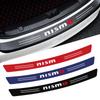 ARE4  Car Carbon Fiber Logo Trunk RearGuard Plate Bumper Trim Stickers For Nissan Nismo X-trail Qashqai Note Juke Sentra Patrol Navara