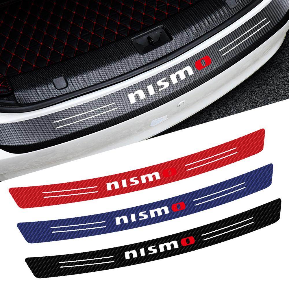 ARE4 Car Carbon Fiber Logo Trunk RearGuard Plate Bumper Trim Stickers For Nissan Nismo X-trail Qashqai Note Juke Sentra Patrol Navara
