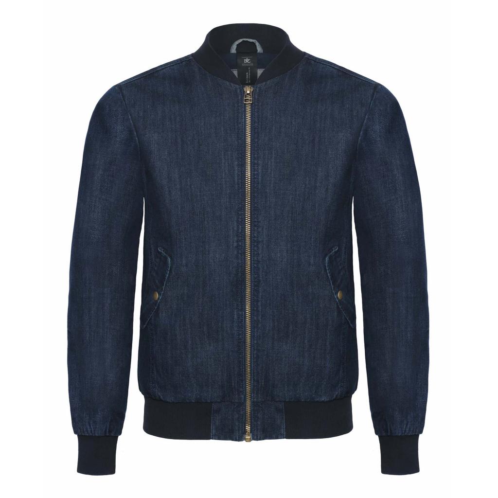 B&C Denim Mens Supremacy Denim Bomber Jacket