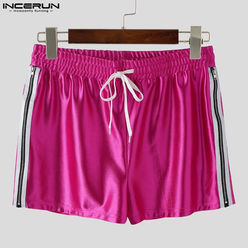 INCERUN Men Drawstring Elastic Waist Glitter Striped Home Wear Sport Mini Shorts