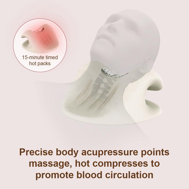 Rechargeable Neck Stretcher with Heat Warmth Corrective Massage Shoulder Neck Relief Pillow Neck Protection  Better Sleep