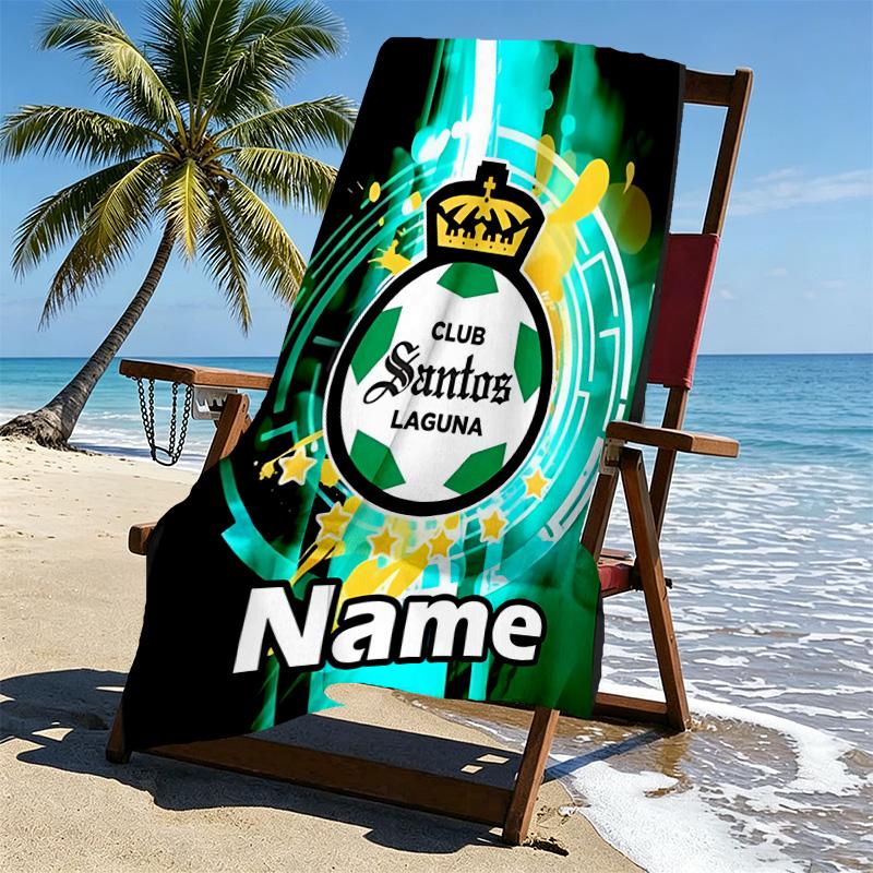 Custom Name Personalized Club Santos Laguna Print Beach Towel, for Trip Camping Beach Party Home Decor, Birthday Gift for Family & Friends